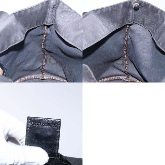 FENDI Hand Bag Canvas Black Silver